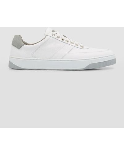Peter Millar Vantage Pebble Grain Leather Low-Top Sneakers - White