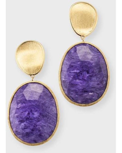Marco Bicego Lunaria 18k Yellow Gold Double Drop Earrings With Chorite - Purple