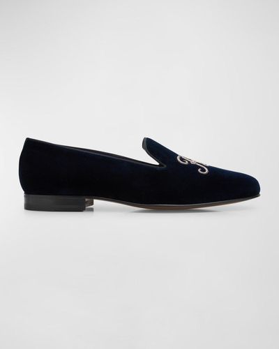 Ralph Lauren Purple Label Alonzo Rl Velvet Loafers - Black