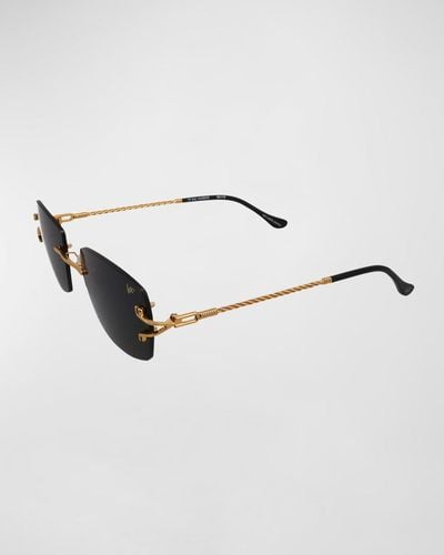 Vintage Frames Company Vf Bal Harbour Rectangle Rimless Sunglasses - Metallic