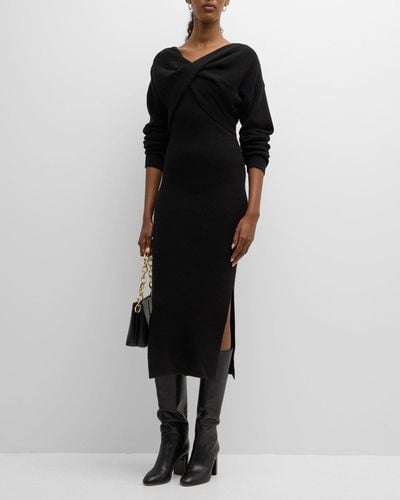 NAADAM Wool-Cashmere Ribbed Shawl And Midi Dress Set - Black