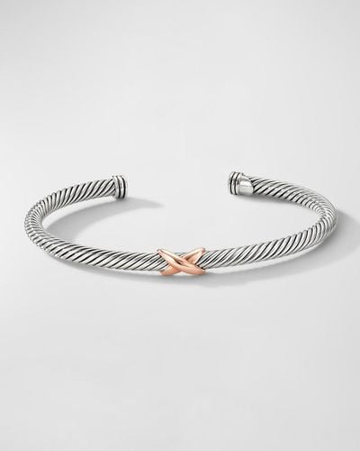David Yurman Cable Bracelet In Silver With 18k Gold, 4mm - Metallic