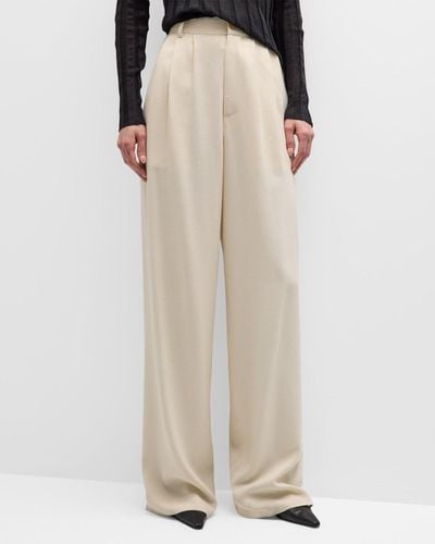 The Row Rufos Double-Pleated Wide-Leg Silk Pants - Natural