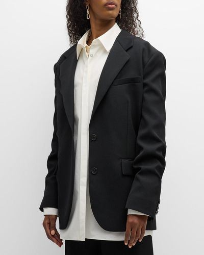 The Row Viper Silk-Panel Single-Breasted Blazer Jacket - Black