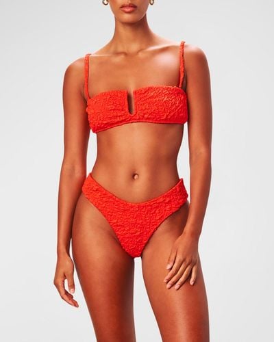 Mara Hoffman Cece High-Waist Bikini Bottoms - Orange