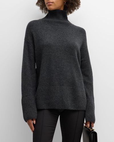 NAADAM Cashmere Side-Button Turtleneck Sweater - Gray