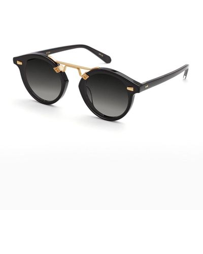 Krewe Stl Nylon Round Acetate Sunglasses - Black