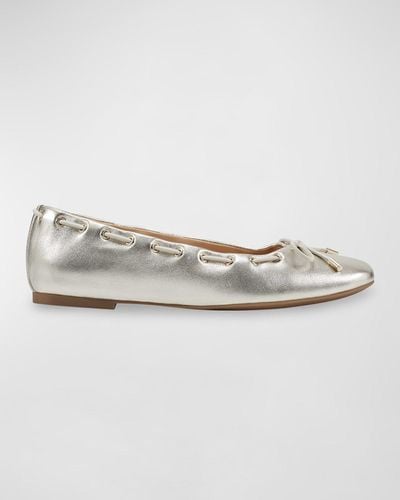 Marc Fisher Letizia Leather Bow Ballet Flats - White