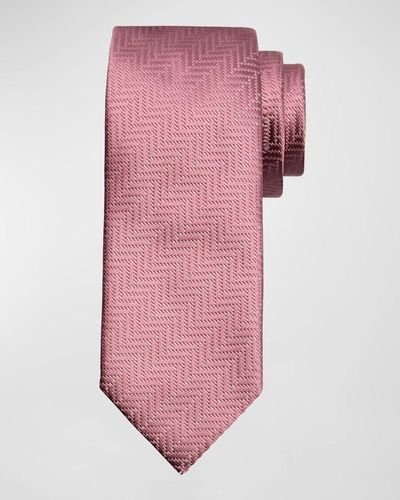Tom Ford Mulberry Silk Chevron Tie - Pink