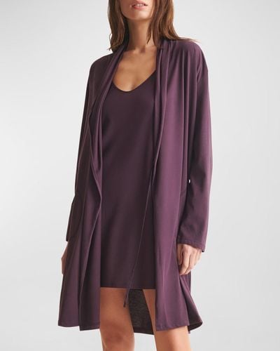 Skin Coleen Pima Cotton Jersey Robe - Purple