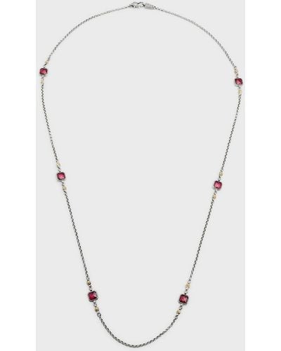 Konstantino Spinel On Two-Tone Chain Necklace - Blue