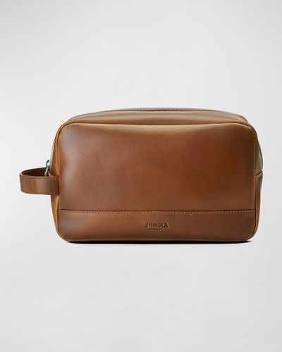 Shinola Navigator Leather Zip Travel Kit Bag - Brown