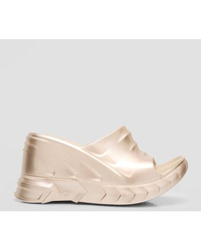 Givenchy Marshmallow Metallic Wedge Slide Sandals - Natural