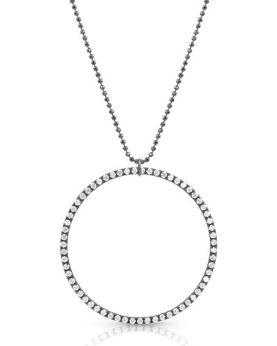 Dominique Cohen 18k Black Gold Large Diamond Halo Necklace, 22"l - Metallic