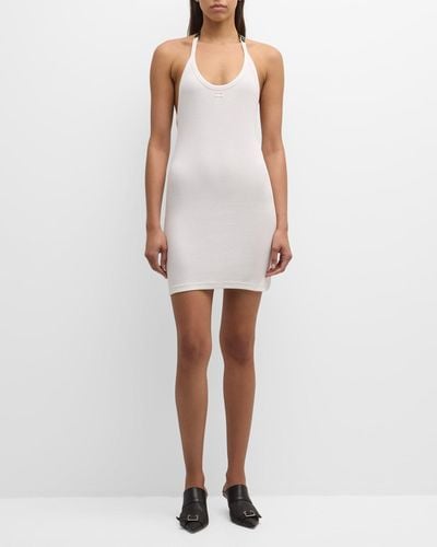 Courreges Buckled Halter Ribbed Body-Con Backless Mini Dress - White