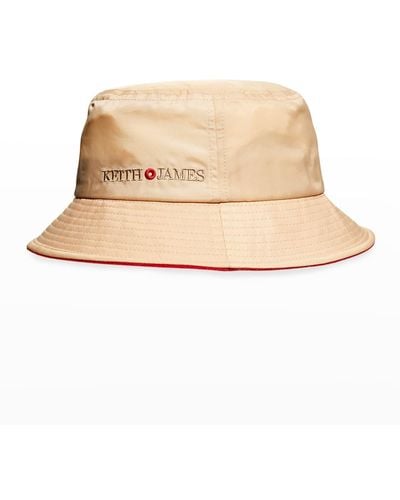 Keith James Logo Nylon Bucket Hat - Natural
