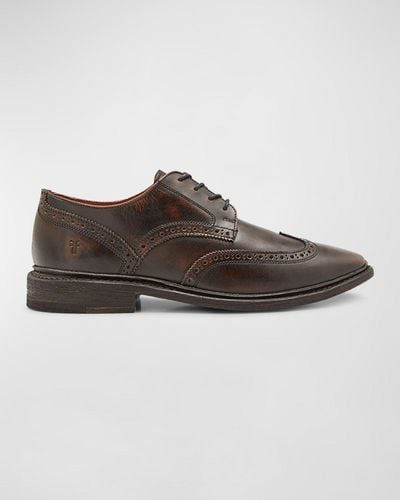 Frye Paul Wingtip Leather Derby Shoes - Brown