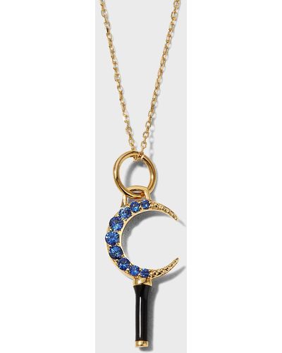 Monica Rich Kosann 18K Mini Dream Moon Key Necklace With Sapphires And Enamel - White