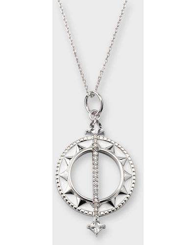 Monica Rich Kosann Sterling Sundial Charm Necklace With Enamel - White