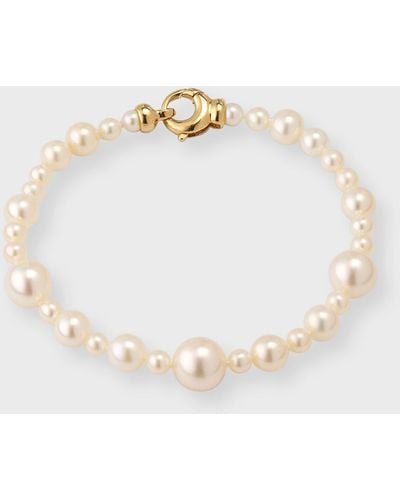 Mizuki 14k Yellow Gold Multi-size Freshwater Pearl Bracelet - White