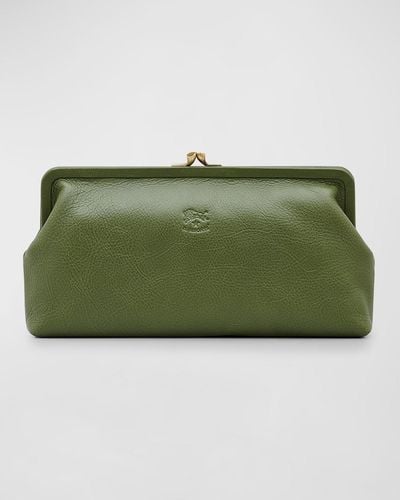 Il Bisonte Classic Vaccjetta Leather Clutch Bag - Green