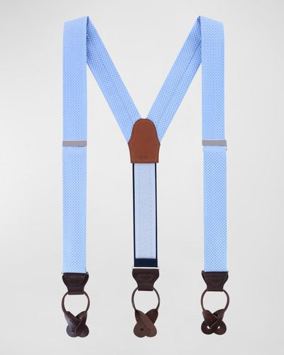 Trafalgar Textured Silk Suspender Braces - Blue