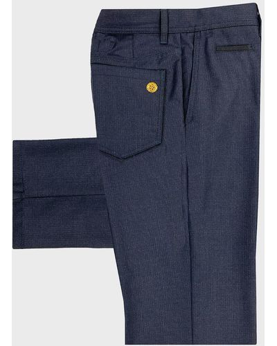 Stefano Ricci Wool Flat-Front Pants - Blue