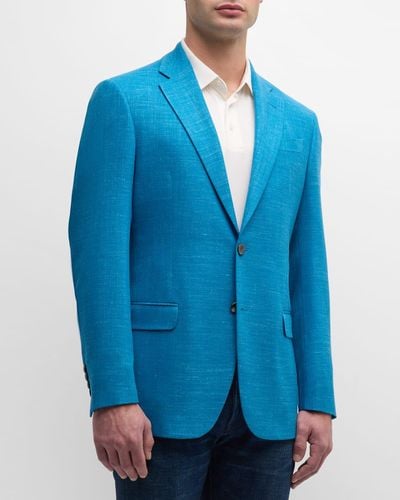 Emporio Armani Linen-Blend Sport Coat - Blue