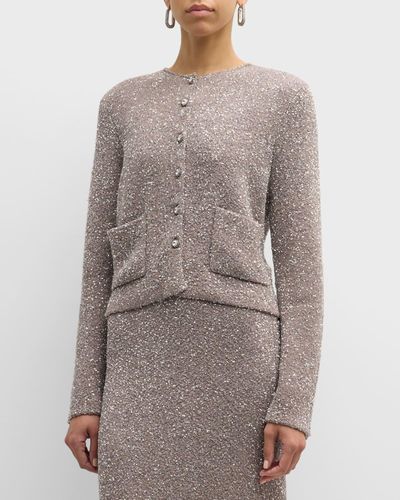 Altuzarra Welles Sparkle Knit Sweater With Buttons - Gray