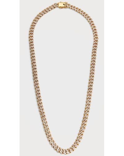 Neiman Marcus 18k Yellow Gold Diamond Curb Link Chain, 30"l - White