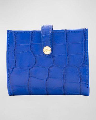 Abas Mini Polished Matte Alligator Bifold Wallet - Blue