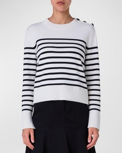 Akris Punto Kodak Striped Knit Pullover - White