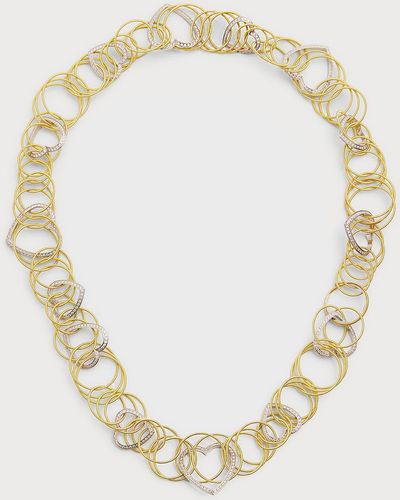 Buccellati 18k Yellow Gold Hawaii Short Necklace With White Gold Diamond Hearts - Metallic