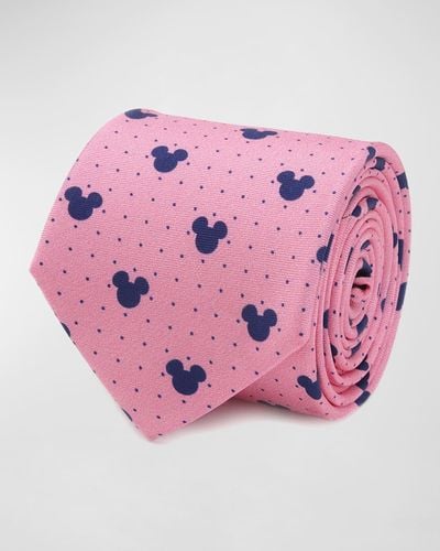 Cufflinks Inc. Mickey Mouse Dot Silk Tie - Pink