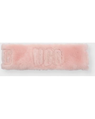 UGG Exposed Logo Sheepskin Headband - Pink