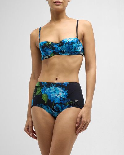 Dolce & Gabbana Floral-Print Two-Piece Swimsuit - Blue