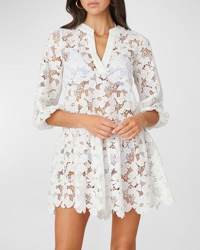 Shoshanna Umbrella Lace Mini Dress - White