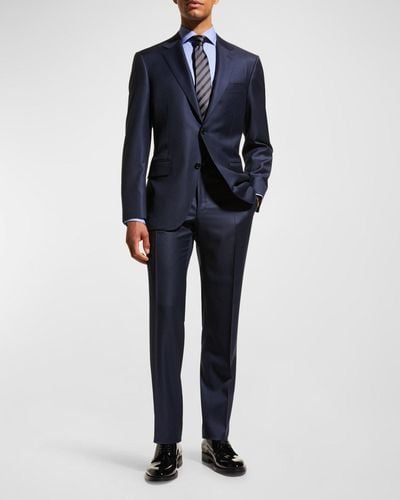Canali Solid Wool Two-Piece Suit - Blue