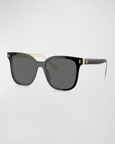 Tory Burch Monogram Acetate & Plastic Square Sunglasses - Black