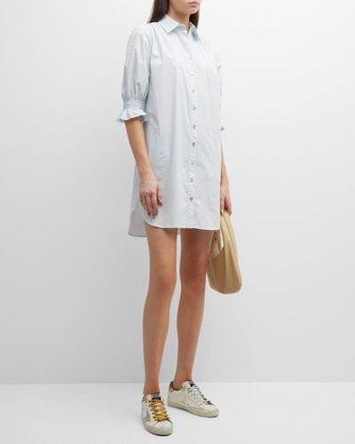 Finley Miller Puff-sleeve Button-down Dress - White