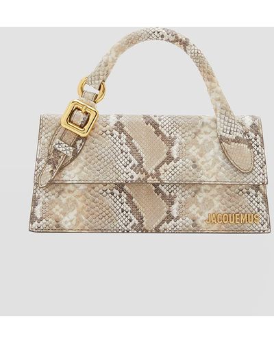 Jacquemus Le Chiquito Long Snake-Embossed Top-Handle Bag - Natural
