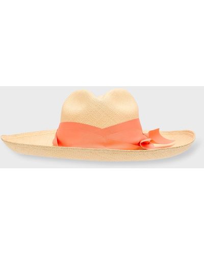 Sensi Studio Panama Long-Brim Hat With Twisted Band - Orange