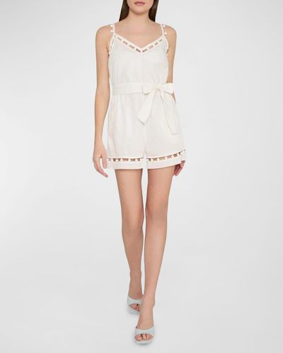 Milly Cabana Beaded Cotton Romper - White