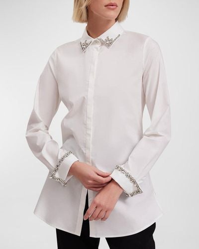 Anne Fontaine Philomne Crystal-Embellished Shirt - Gray