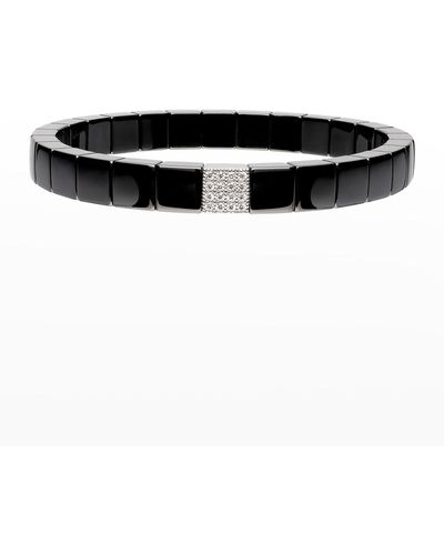 ’ROBERTO DEMEGLIO And Ceramic Scacco Stretch Bracelet With One Diamond Section - Black