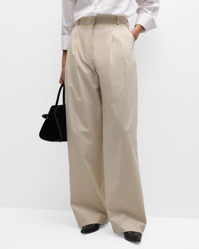 Rohe Wide-leg Pleated Chino Pants - Natural