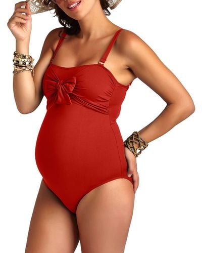 Pez D'or Maternity Bow-front One-piece Swimsuit - Red