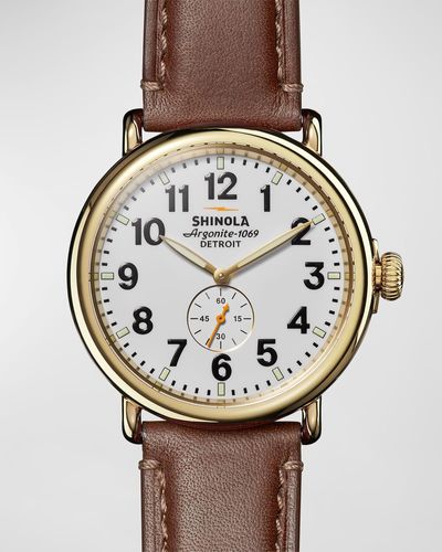 Shinola The Runwell Leather Strap Watch, 47Mm - White