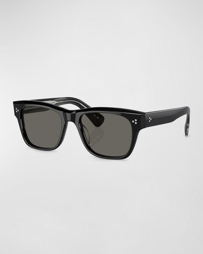 Oliver Peoples Birell Sun Acetate Rectangle Sunglasses - Black