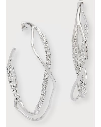 Alexis Intertwined Two-tone Pave Hoop Earrings - White